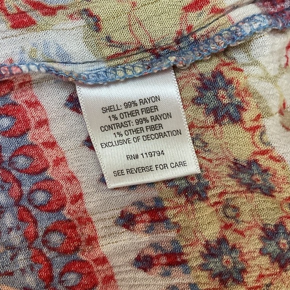 Floral Patchwork Women's Top Loose Boho Short flutter Sleeve Shirts Blouse - Picture 4 of 8